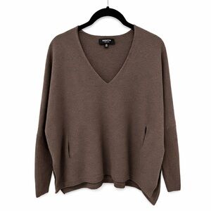 Babaton Wool Linen Blend V-Neck Sweater Size S / M Brown Aritzia Minimalist